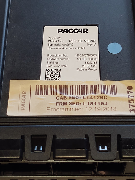 Paccar Cab Control Module VECU Q21-1126-500-500 Used Part